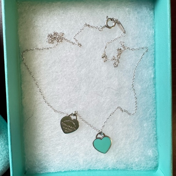 SOLD - Tiffany Mini Double Heart Necklace - Picture 2 of 8